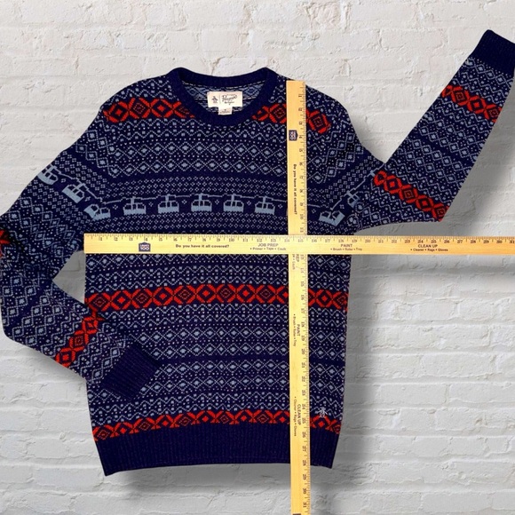 Original Penguin by Munsingwear Ski Lift Sweater Navy Wool Blend Men’s Medium - Picture 5 of 12